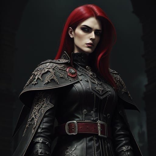 Gothic Leather Batina as Fashionable Coat Concept Art