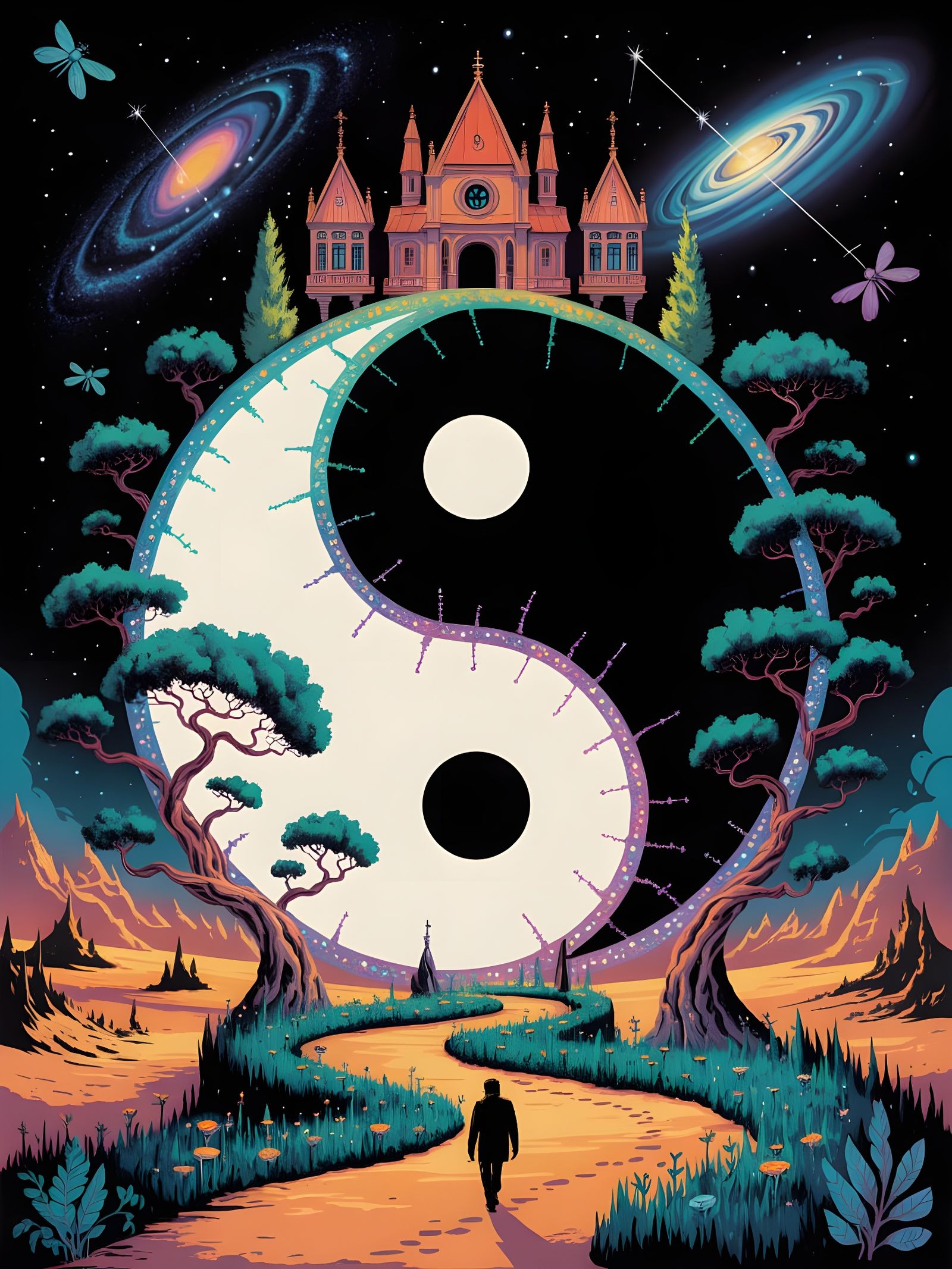 Surreal Yin-Yang Stargate with Fantasy Garden and Dream Room