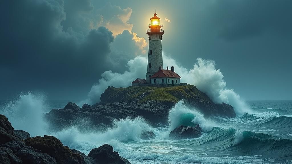 Lighthouse Island Endures Giant Waves