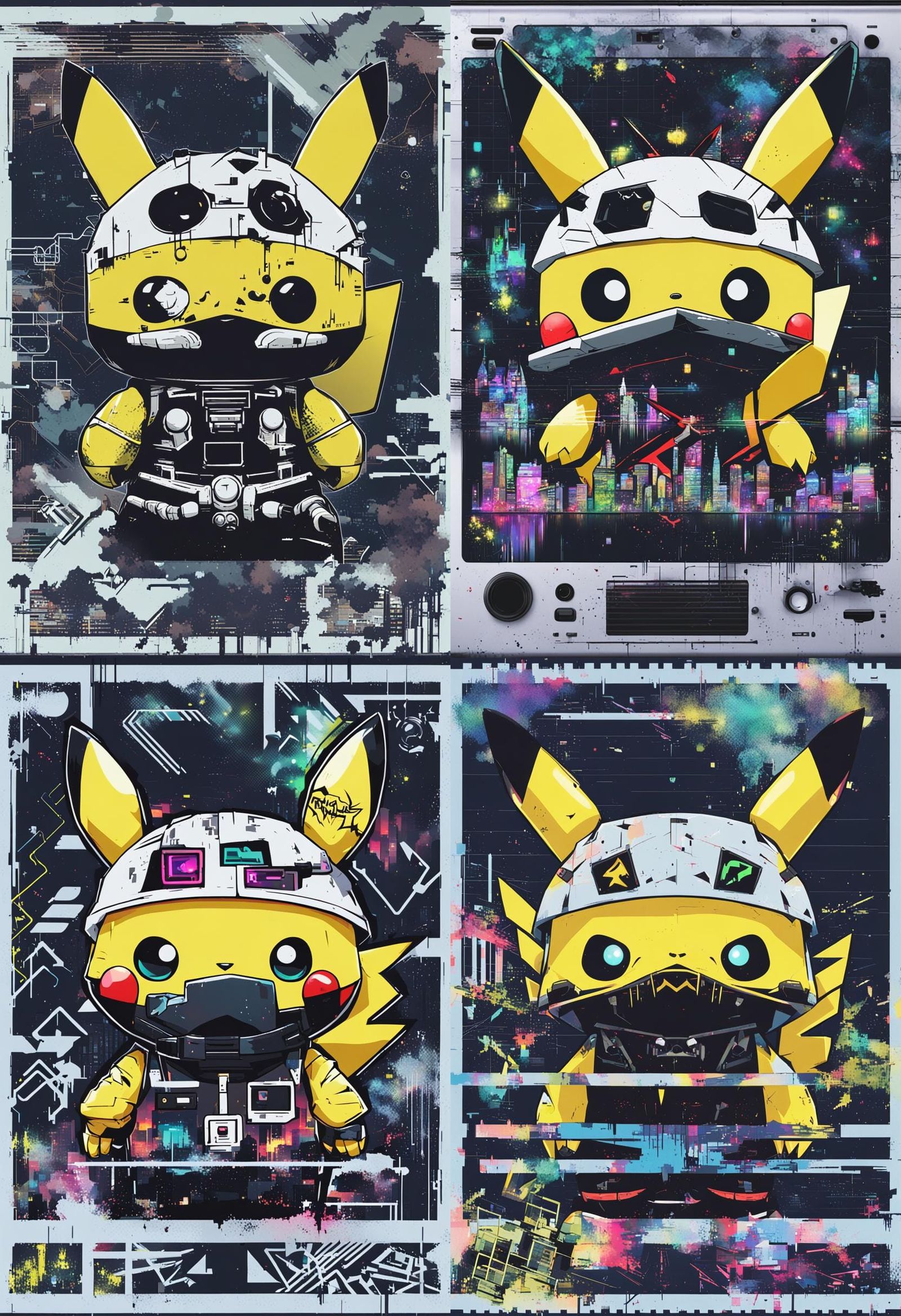 Glitch, breakcore, retro, future, cyber, robot, alien, devil...