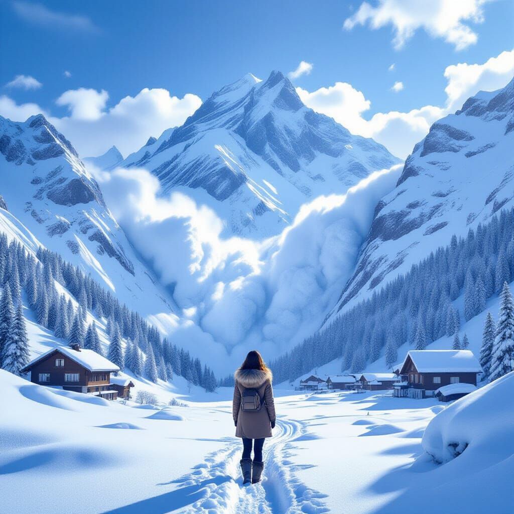 Alpine Village Avalanche Halts Before Lone Woman