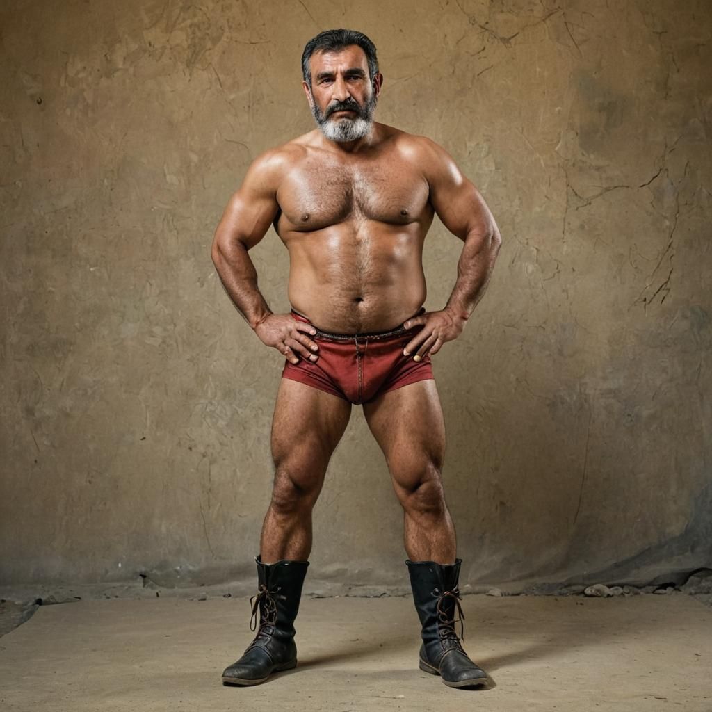 Powerful Afghan Wrestler Portrait in Studio Lighting