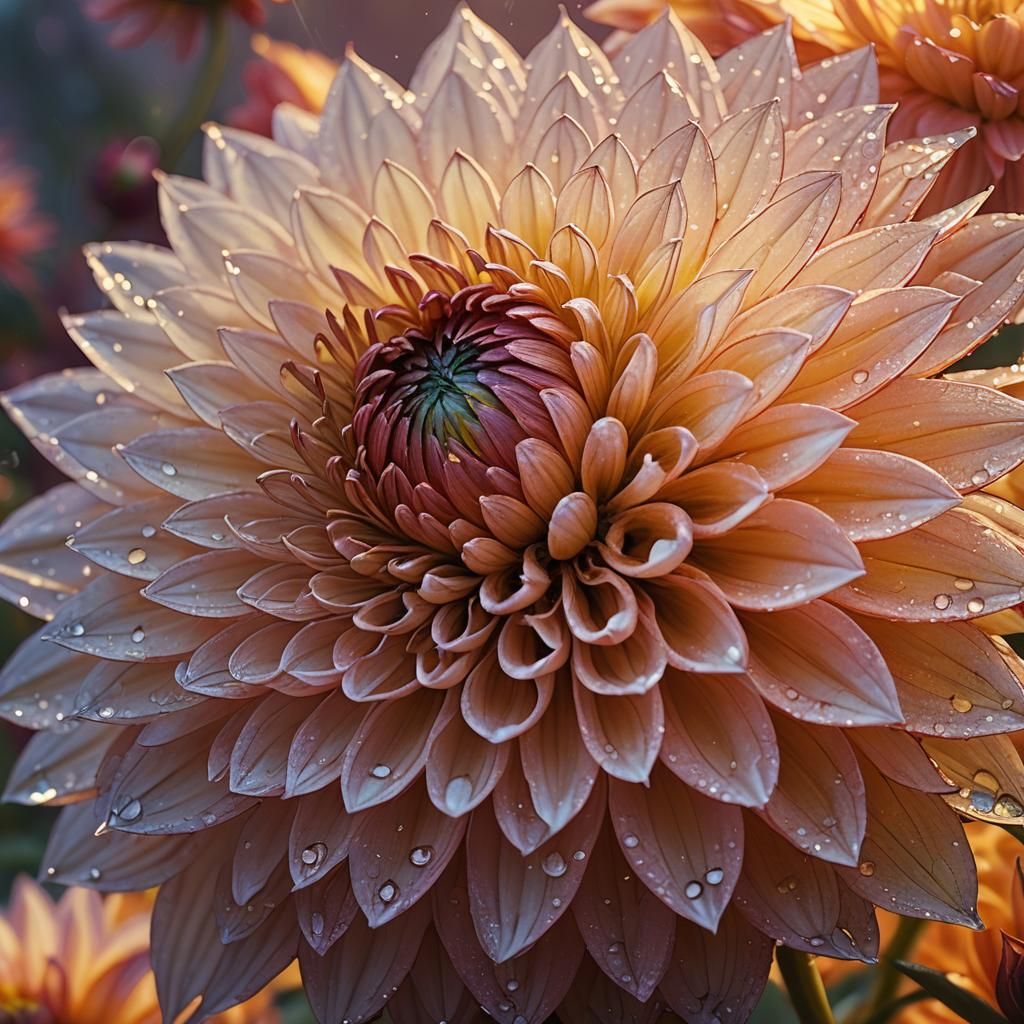 Dahlia Sunset: Fantastical Macro Concept Art