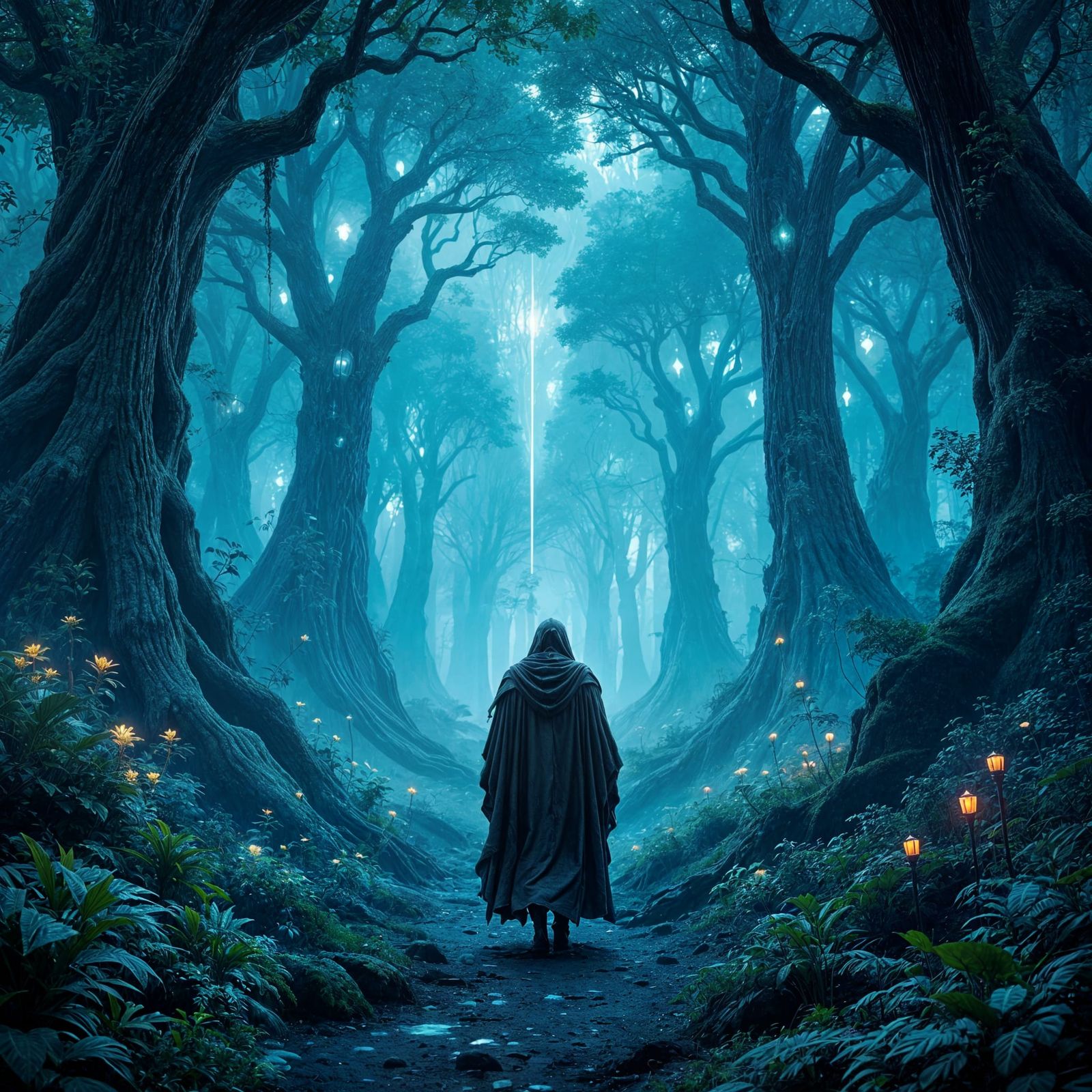 Bioluminescent Alien Forest in Dark Fantasy Style