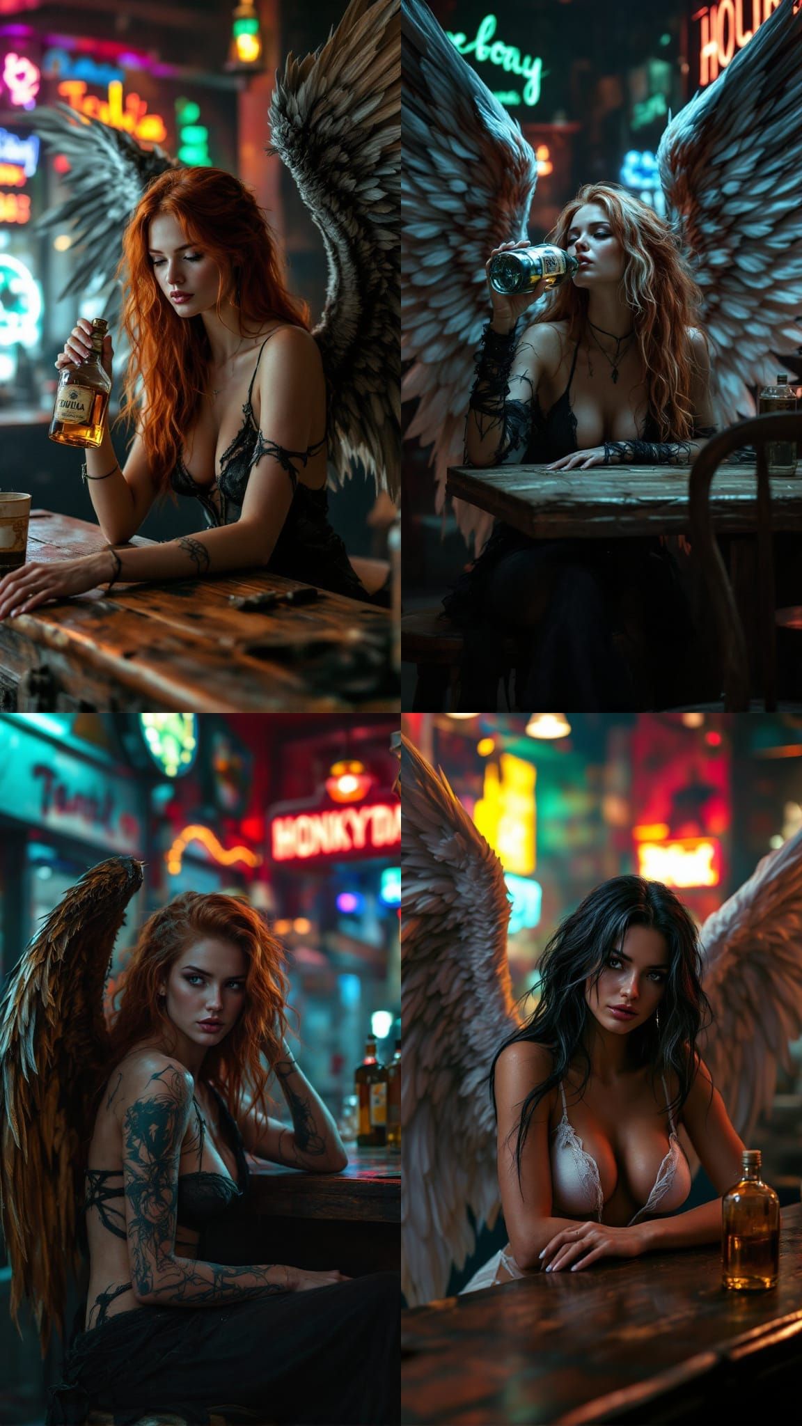 Fallen angel on a straight tequila night, sitting at the bar...