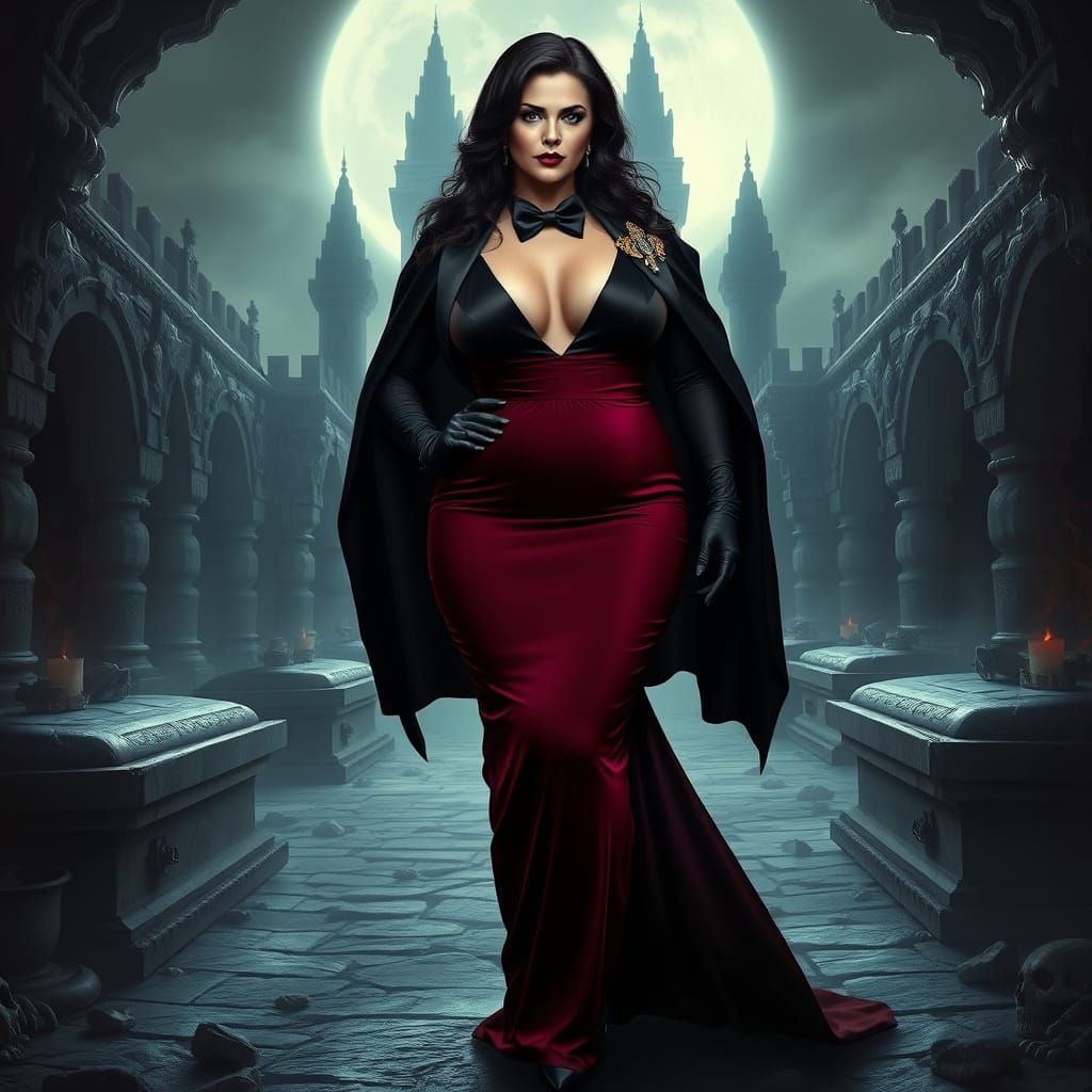 Elegant Vampire Contessa in Black Tie Attire, Transylvanian ...