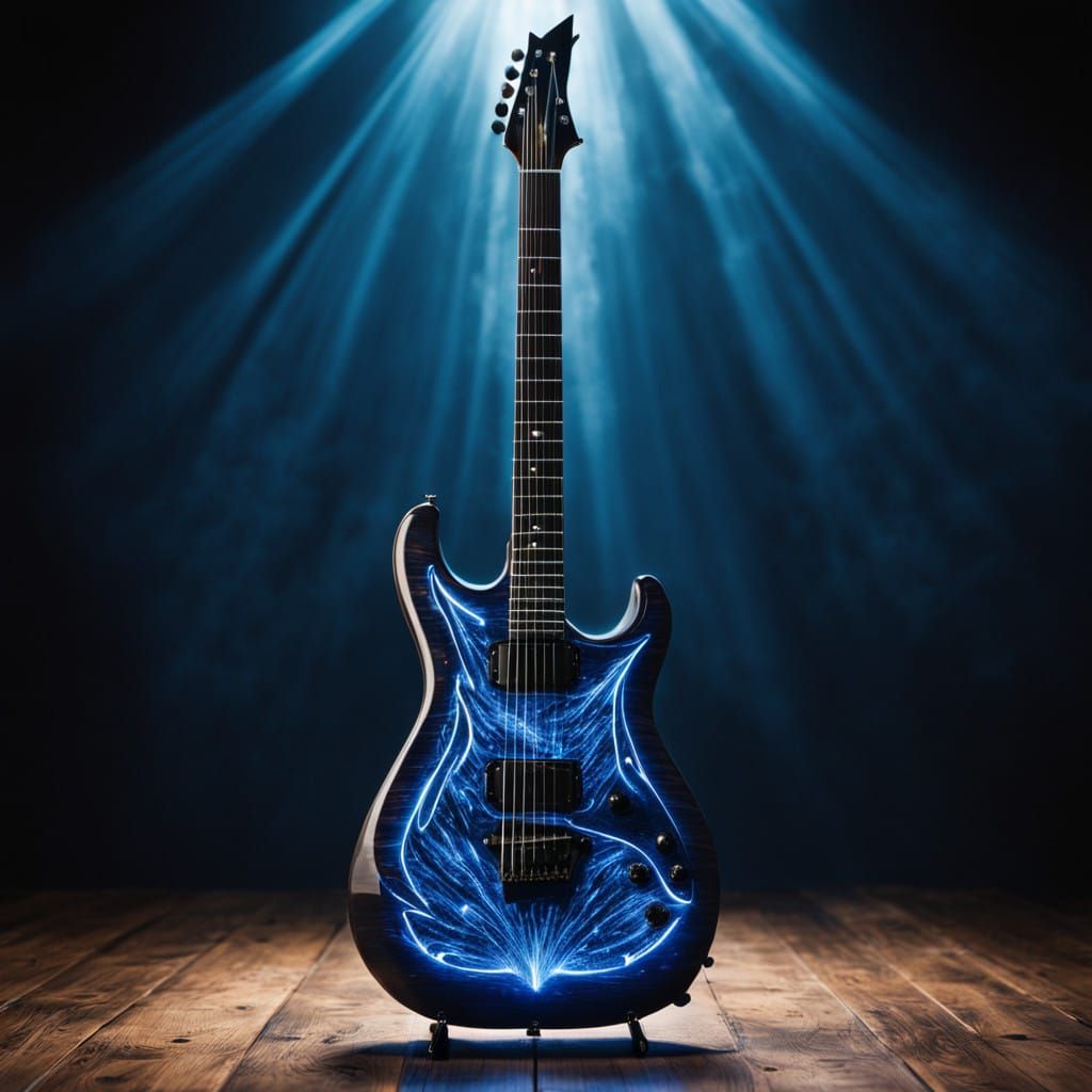Electric Guitar in Dynamic Split Lightning Bolt Shape with B...