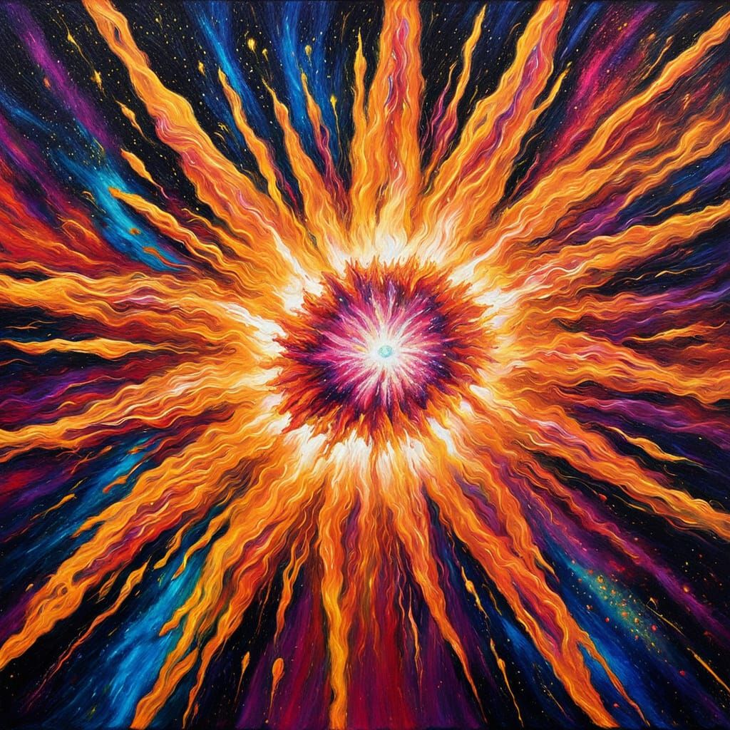 Cosmic Horror: Star Explodes in Oil Painting Style
