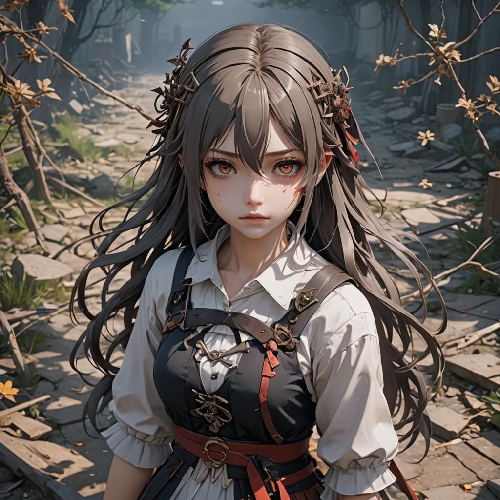 Dead Blind Girl in 3D Anime Art