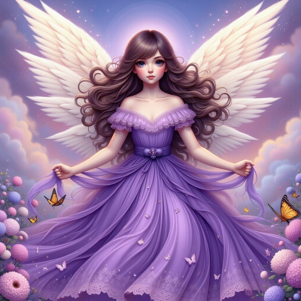 Angel in Purple Dress: Ultra Cute Style