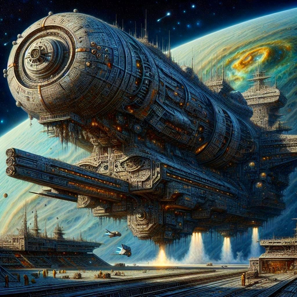 Baroque Khmer Spaceship Descends Upon Dystopian Moon Spacepo...