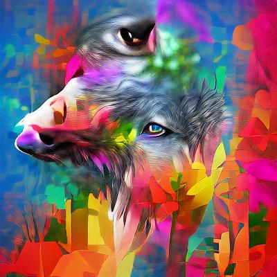 Colorful Digital Illustration of a Wolf