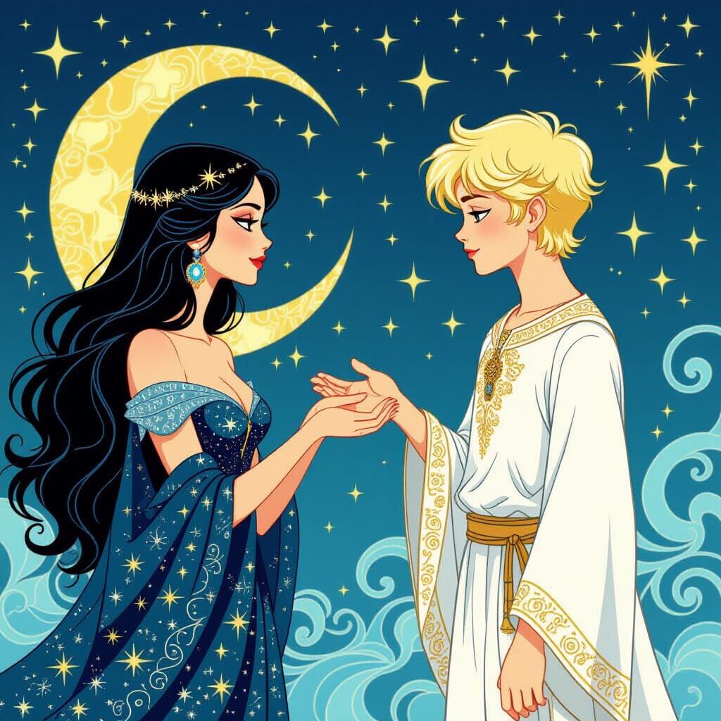 Erté Style: Night and Day Personified