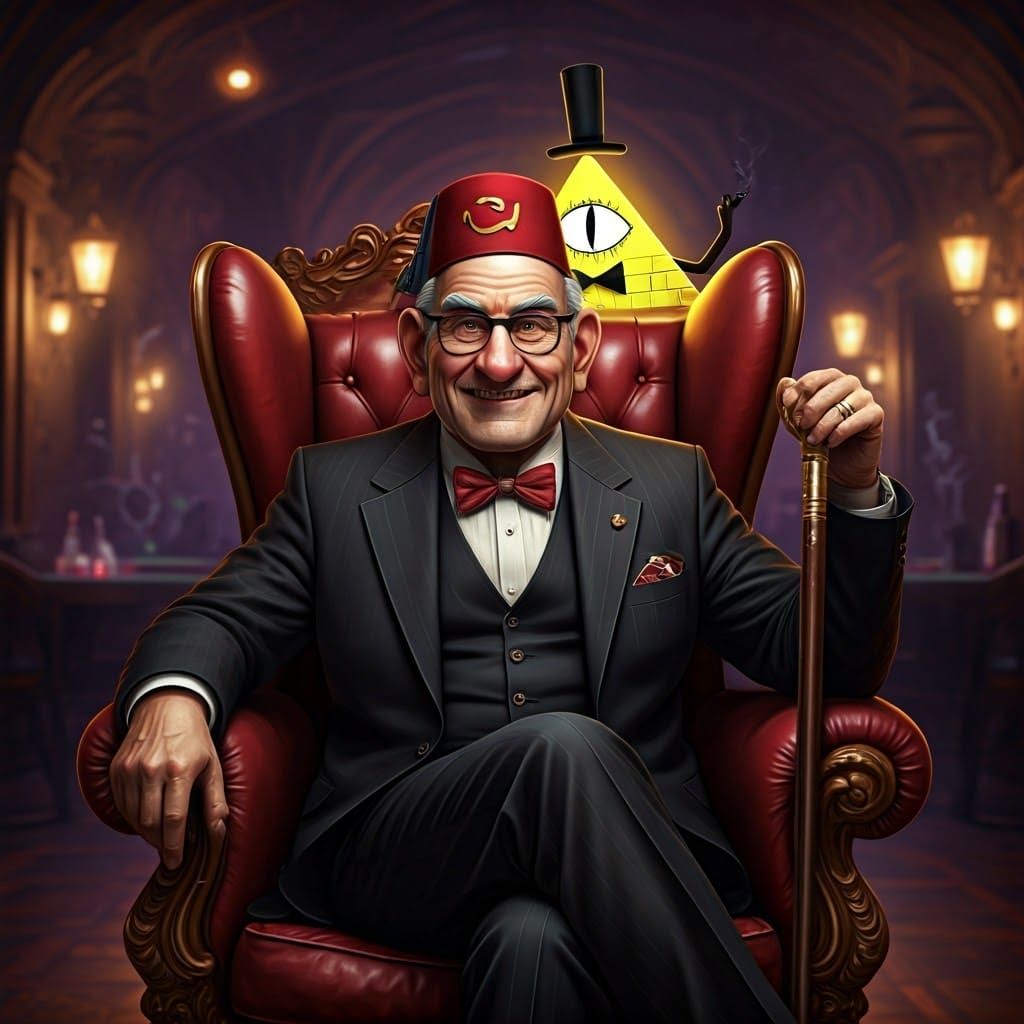 Grunkle Stan and Bill Cipher in Poker Club