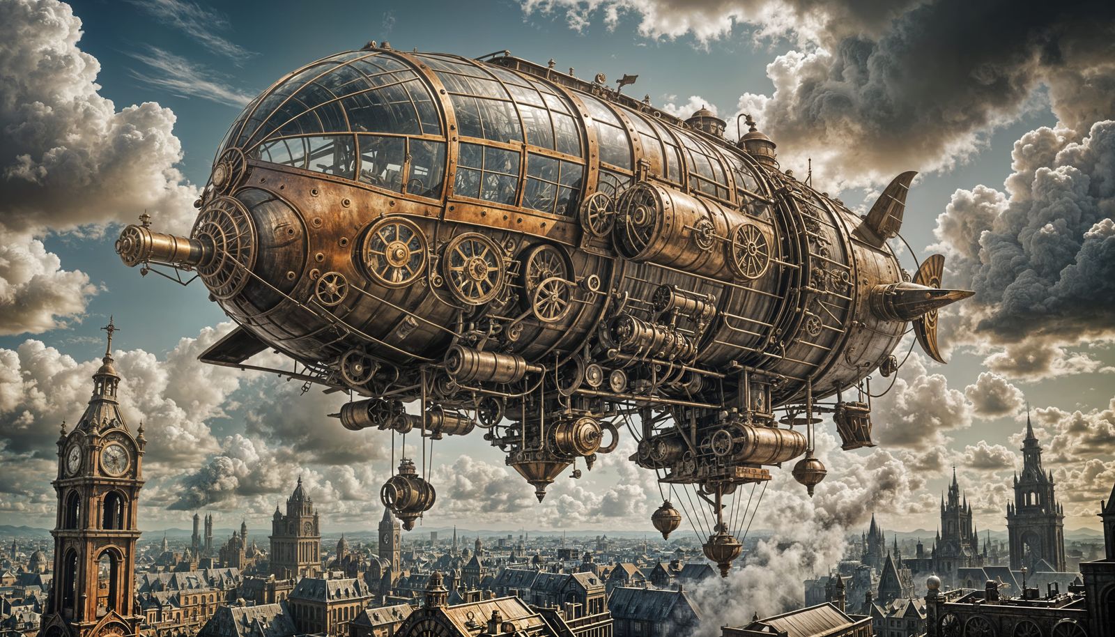 Steampunk Vehicle in Flight