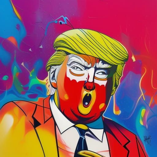 Donald Trump as Clown in Graffiti Street Art