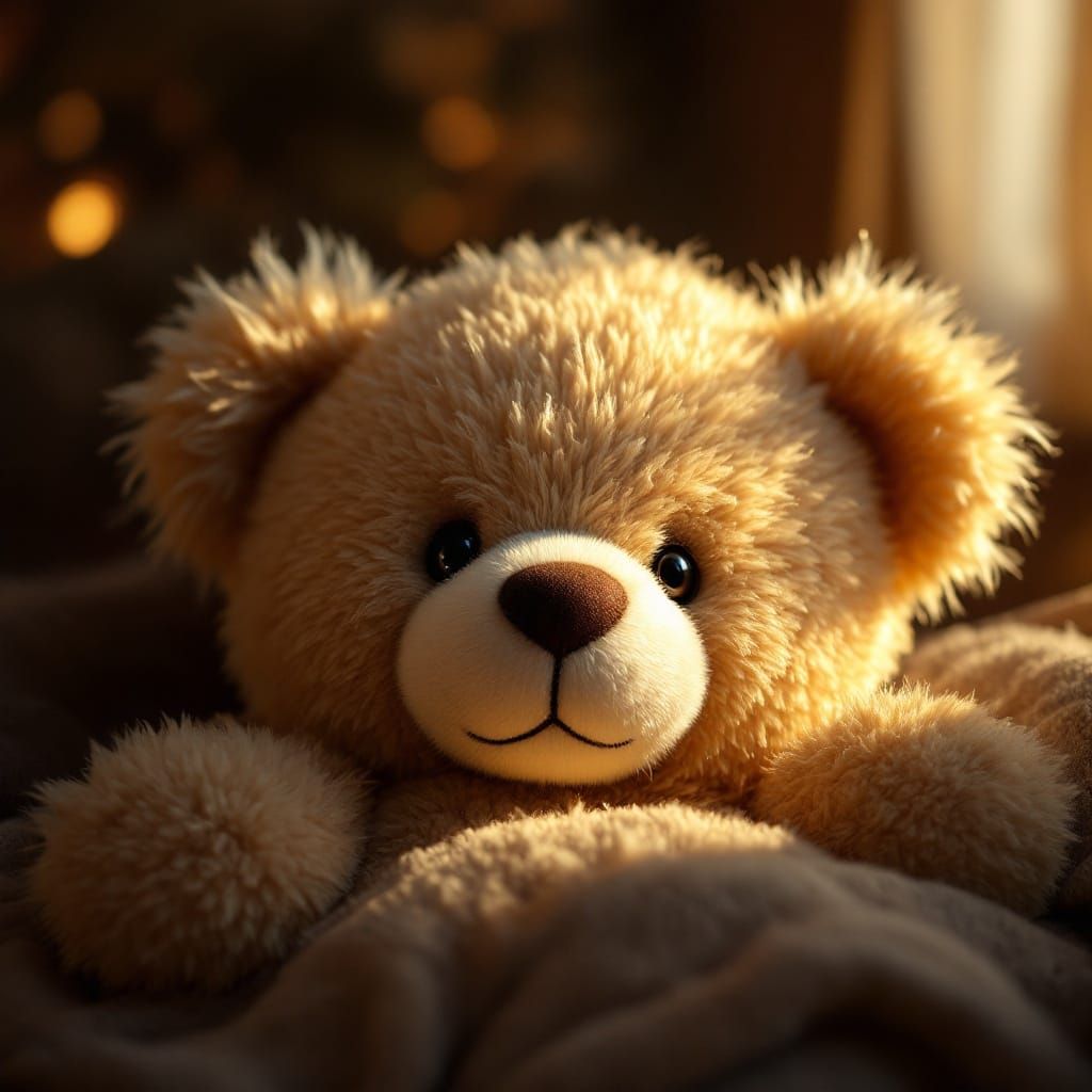 Whimsical Teddy Bear in Warm, Soft Light