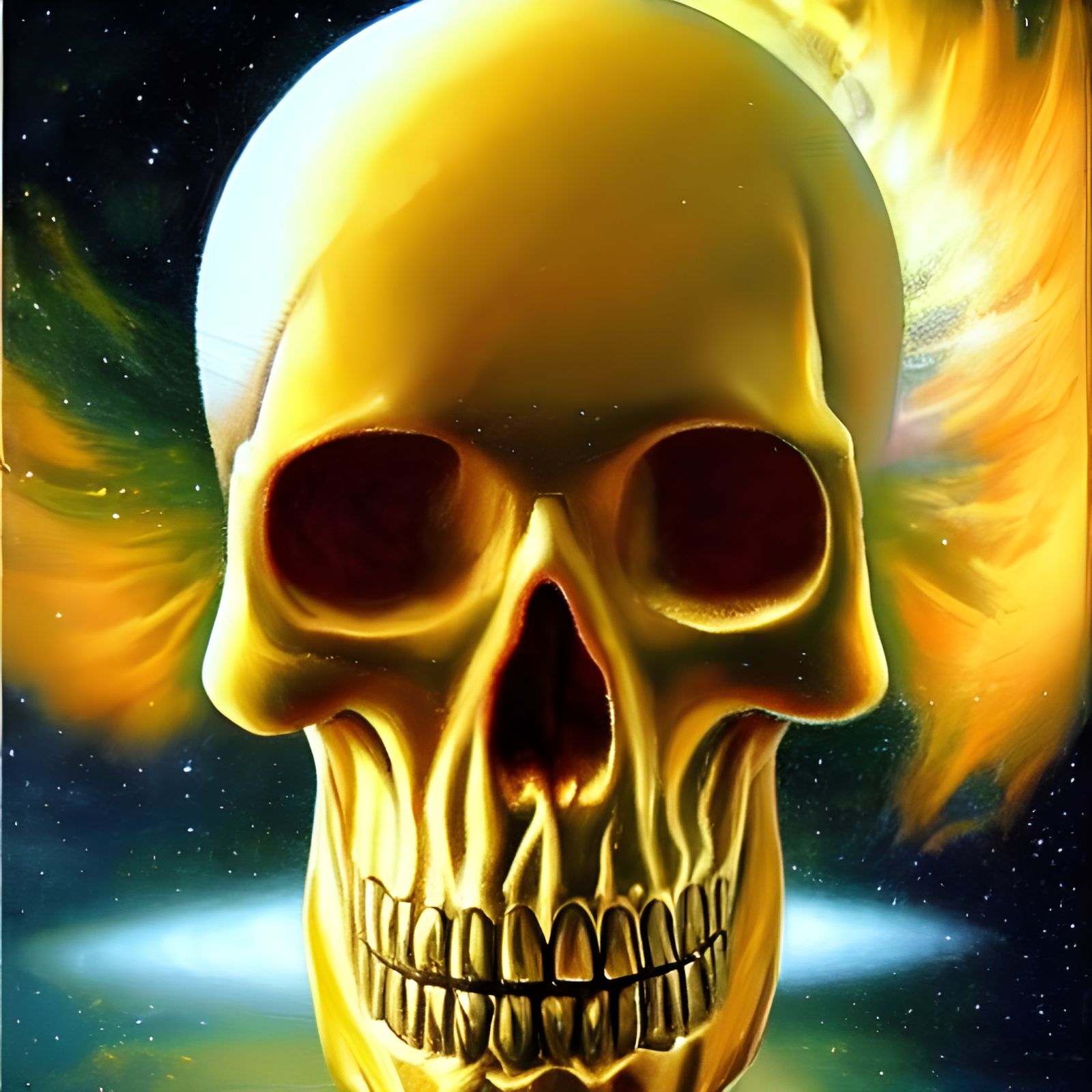 Golden Crystal Skull Divine Planet God