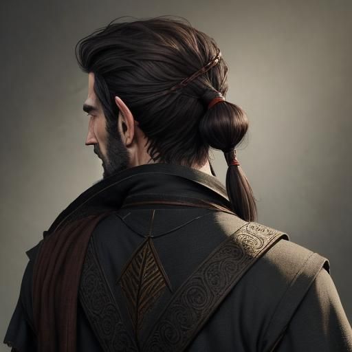 Handsome Noble Half-Elf Man with Ponytail