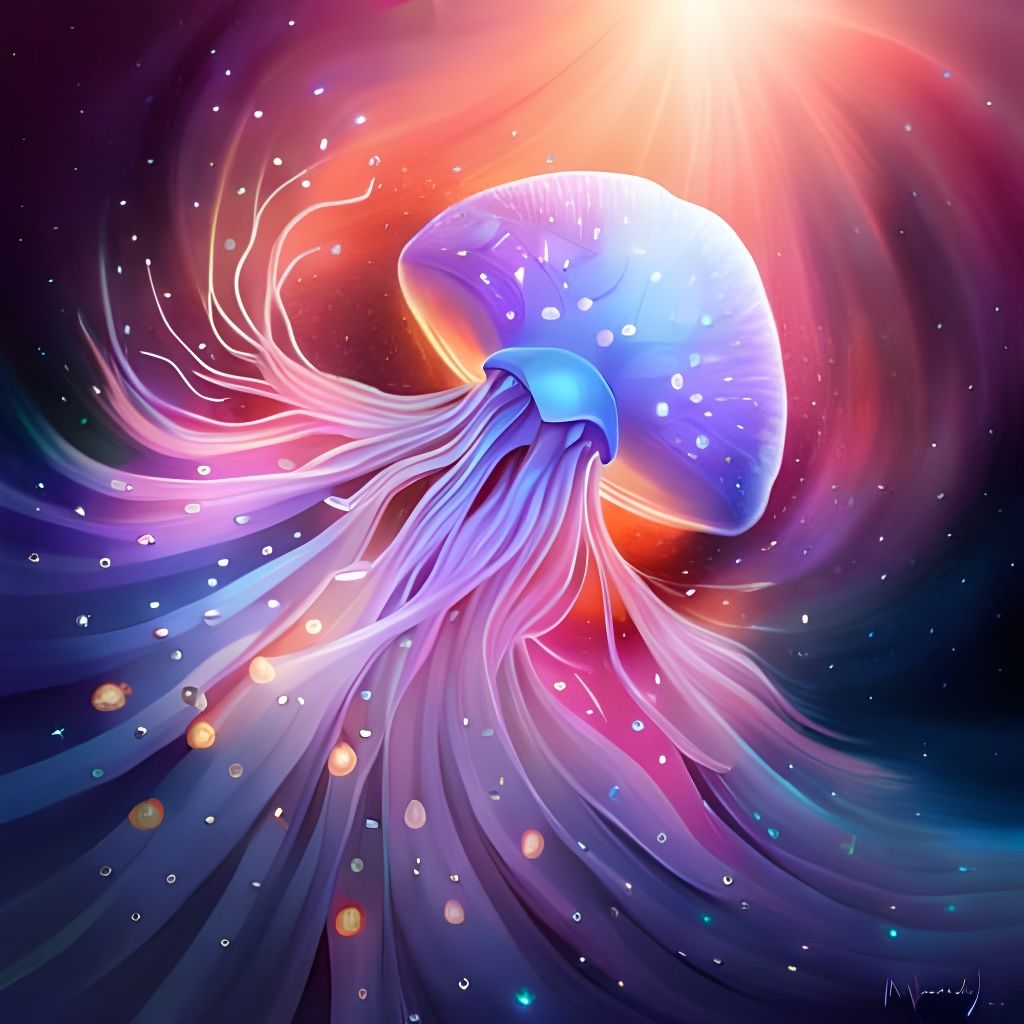 Nebula Jellyfish in the Deep Ocean