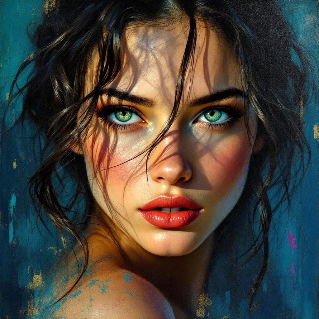 Vibrant Portrait of a Woman in Oil Painting Style