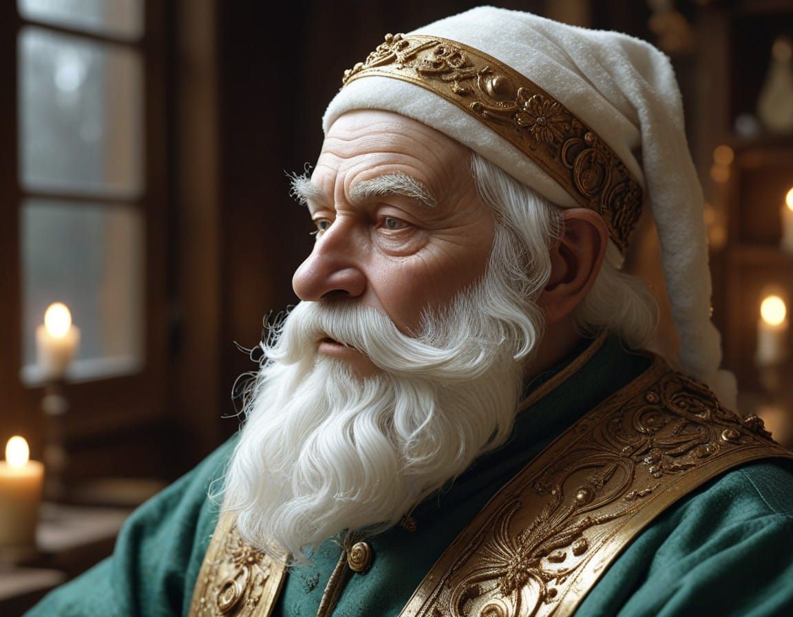 Surreal Santa Claus Double Exposure in Whirling Vortex of Co...