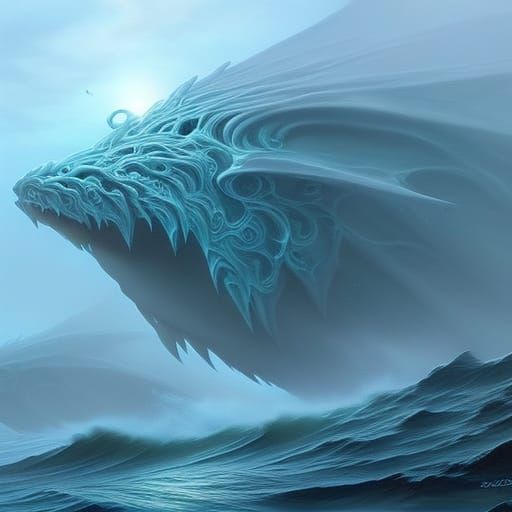 Ethereal Sea Spirit Creature in Luminism Style