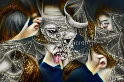 Surreal Demon Digital Illustration in Mixed Media Style