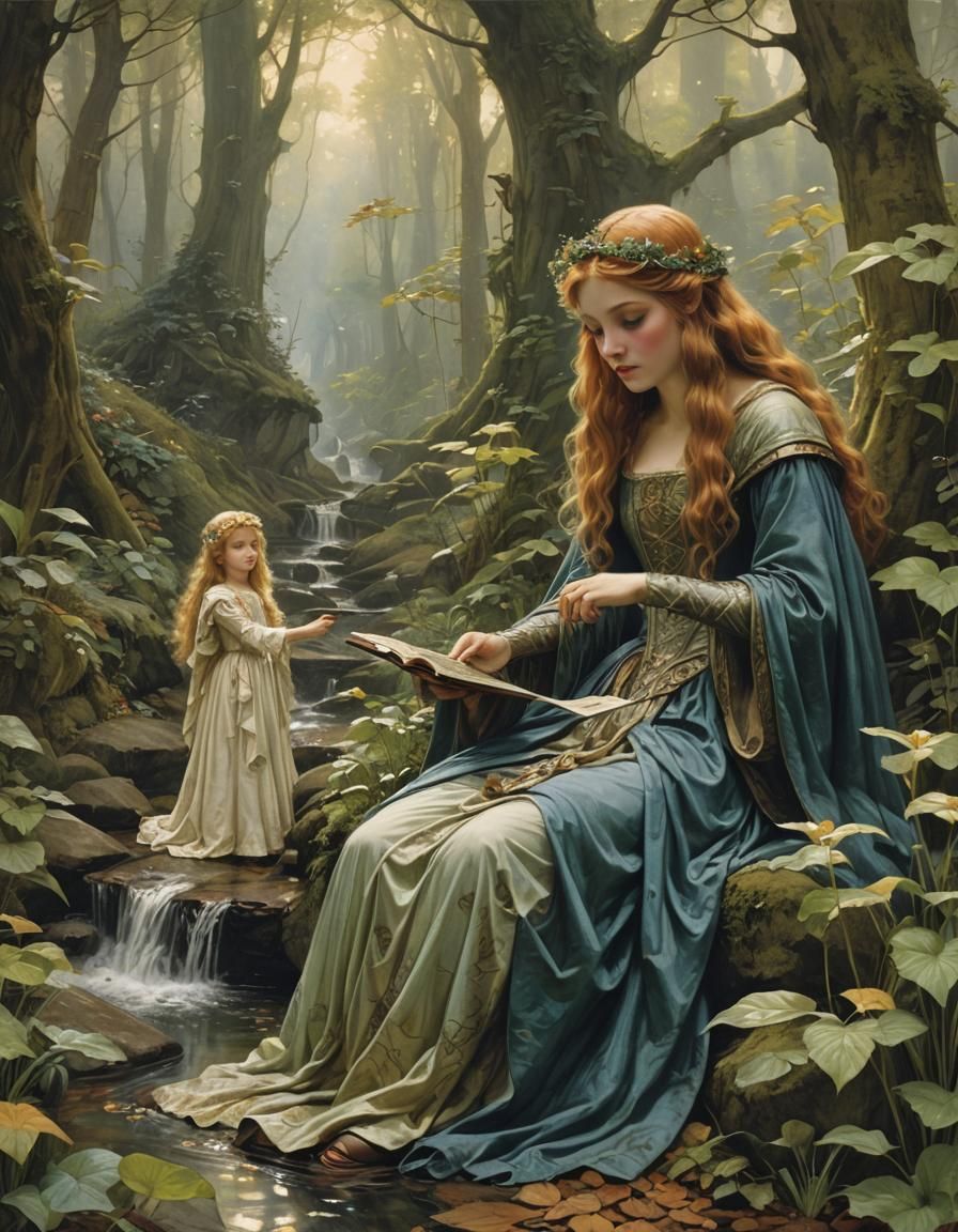 Enchanting Fairytale Scene Inspired by Classical Art
