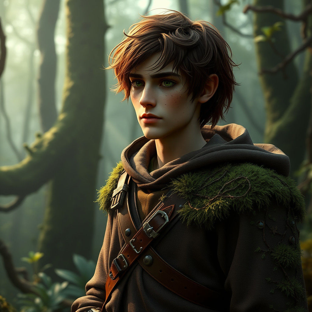 Forest Hobbit in Misty Woods, Digital Art