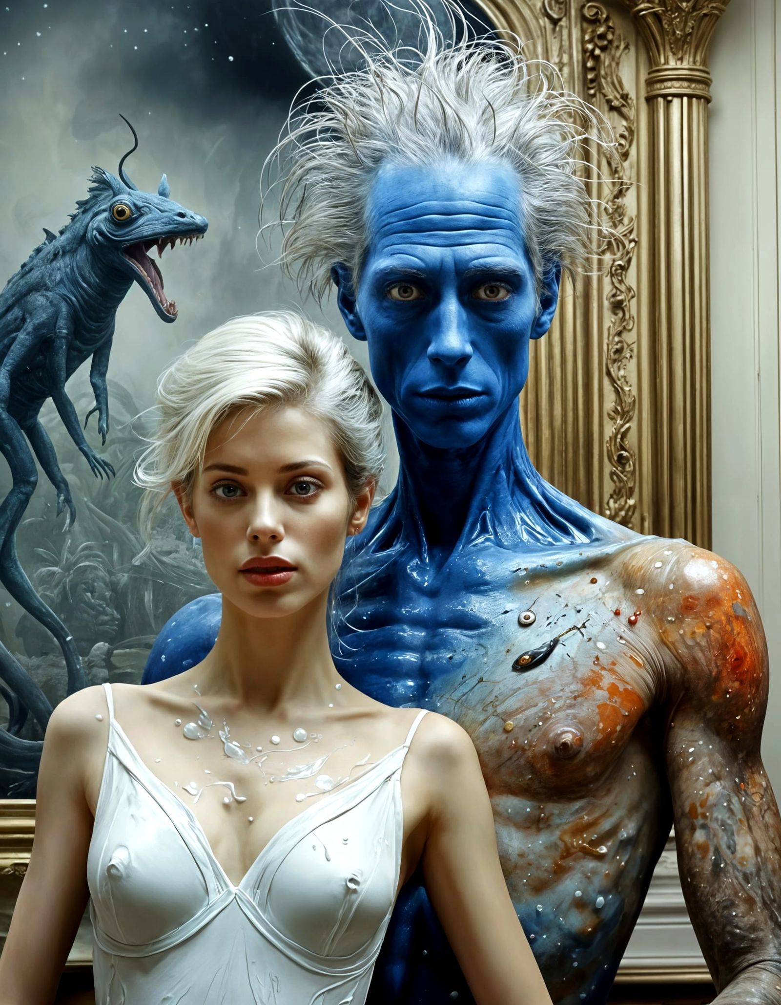 Surreal Exotic Portrait in Opulent Mansion