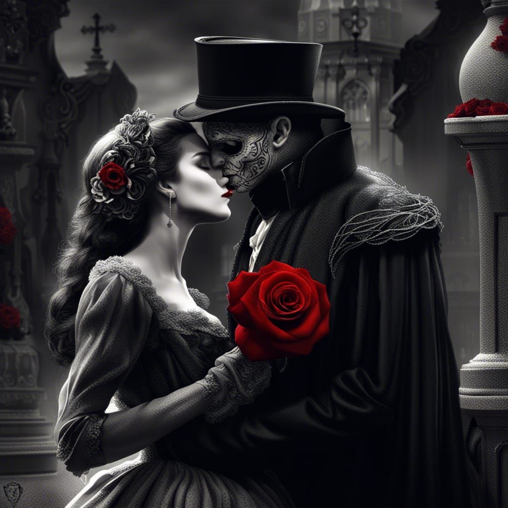 Phantom of the Opera Kiss in Cemetery