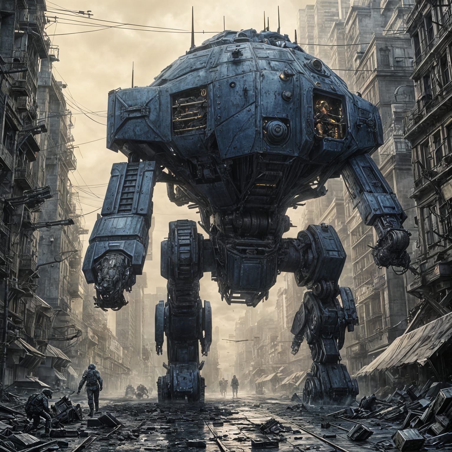 Epic Sci-Fi War Scene: Walking Zoid in Battle