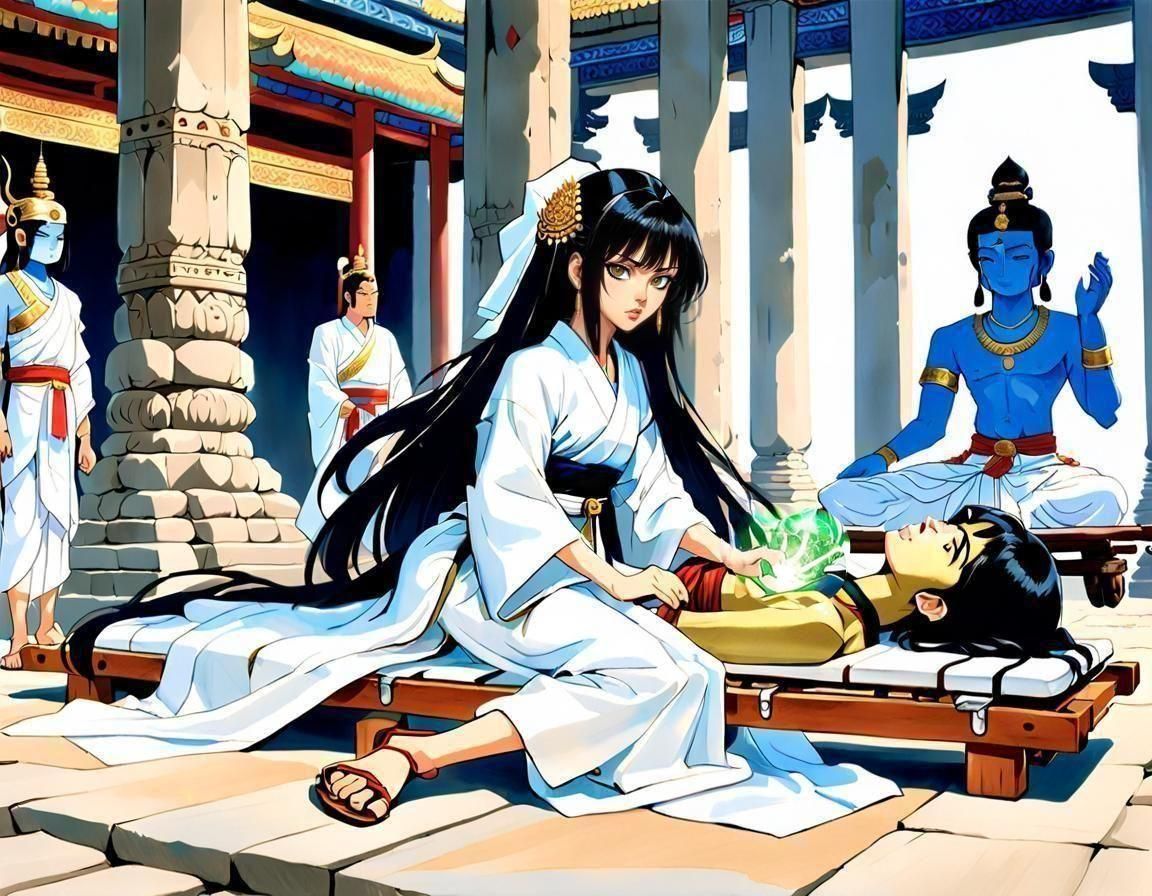 Anime Priestess Casting a Healing Spell