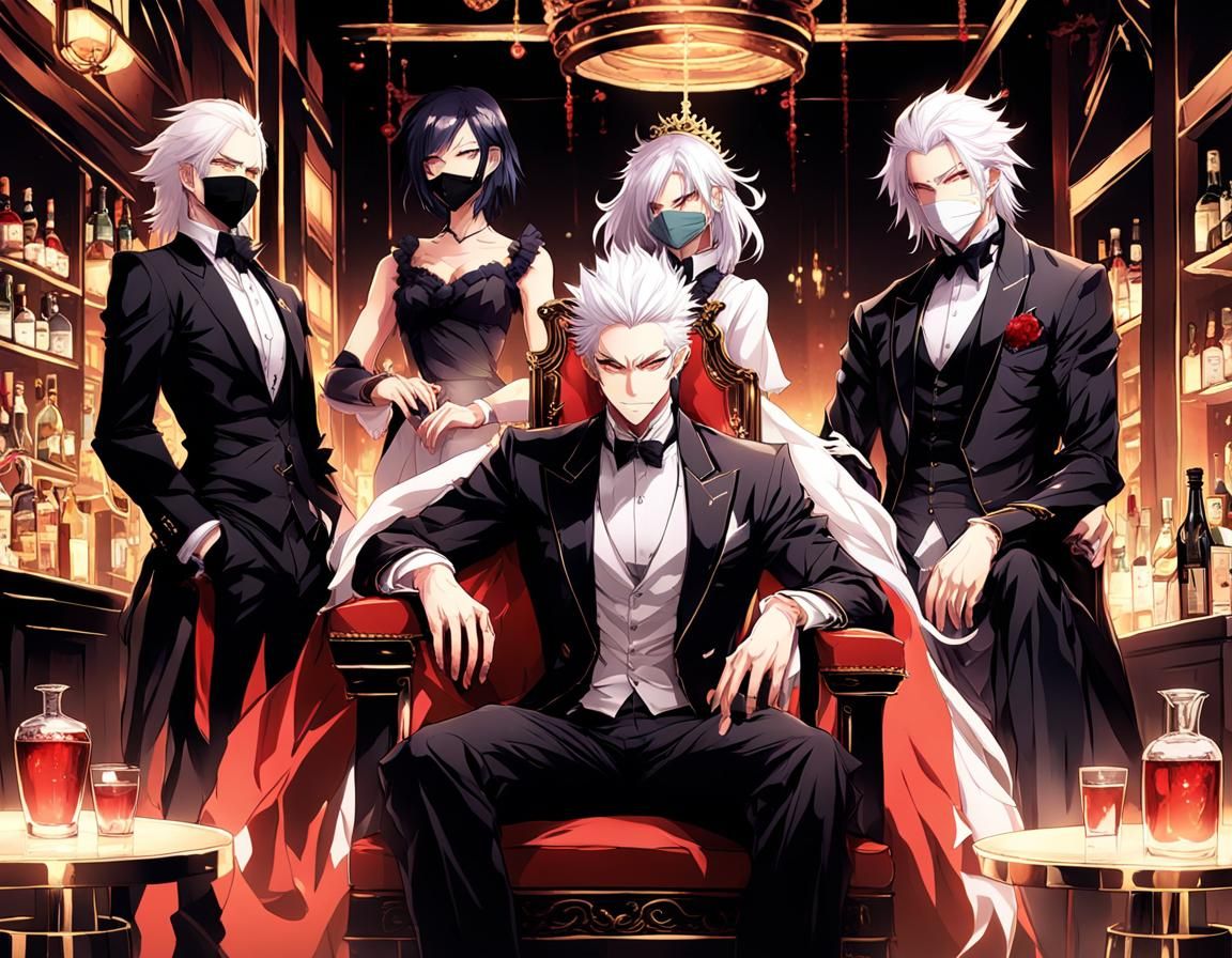 Villainous Anime Family Portrait in Formal Wear