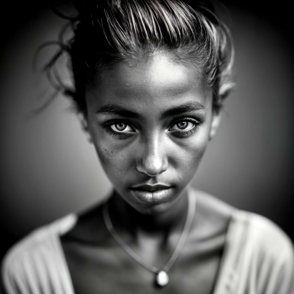 Intense B&W Portrait in Professional Photography Style