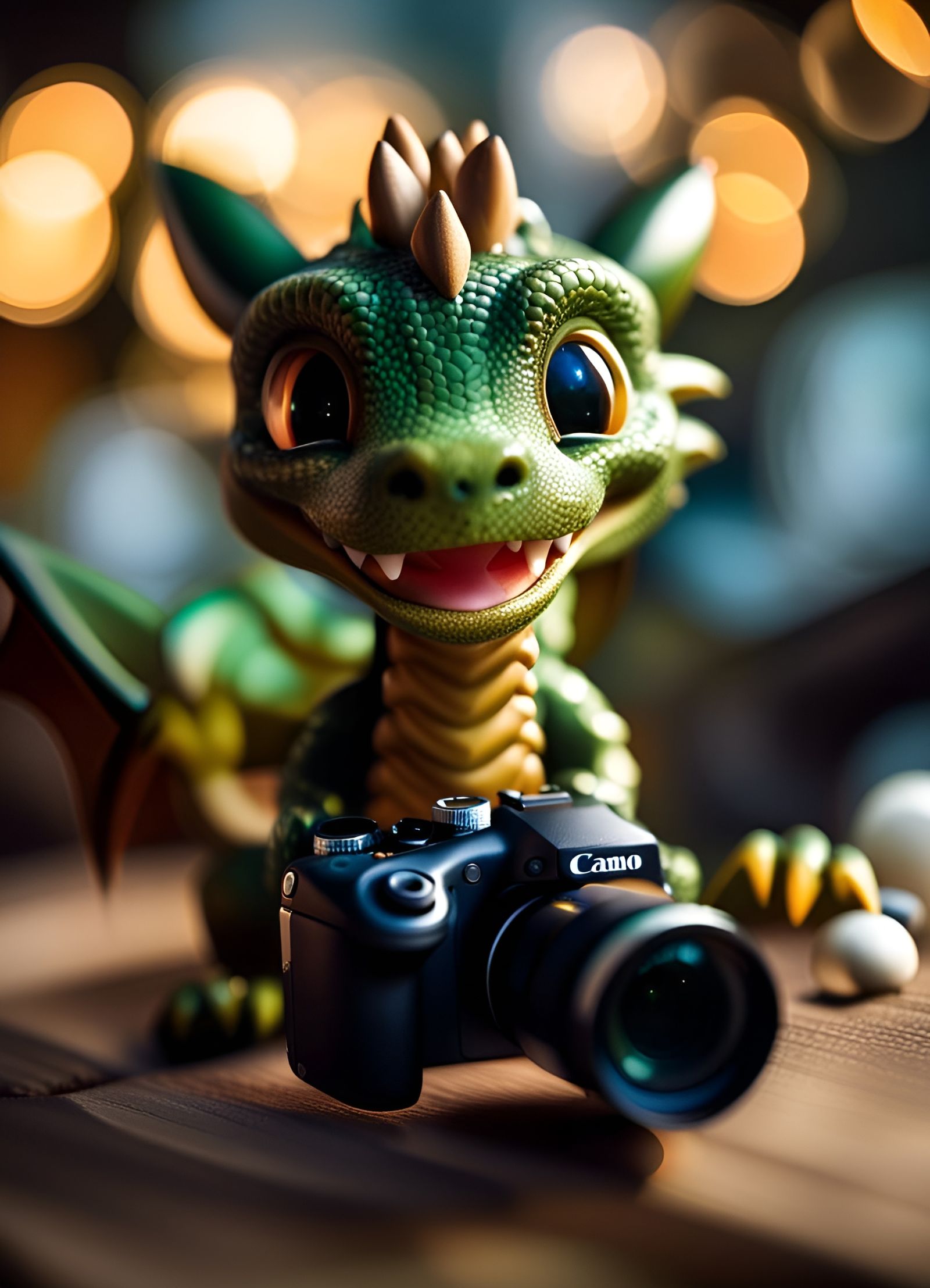 Adorable Chibi Dragon Selfie, Professional Photography