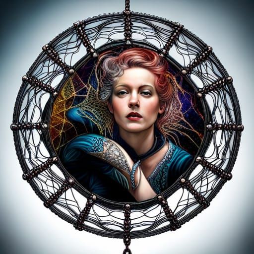 woman caught in Spider Web