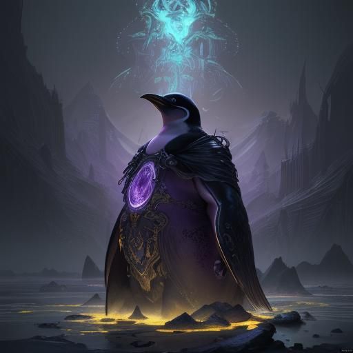 Penguin in Dark Fantasy Style, 8K Resolution