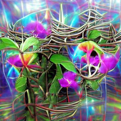 Holographic Psychedelic Flower Vines in 3D