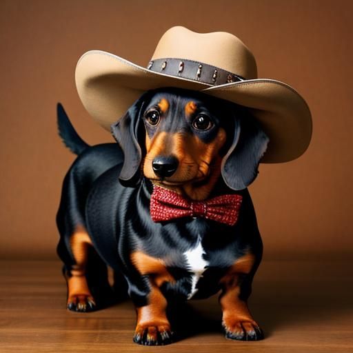 Dachshund in Bow West Cowboy Hat