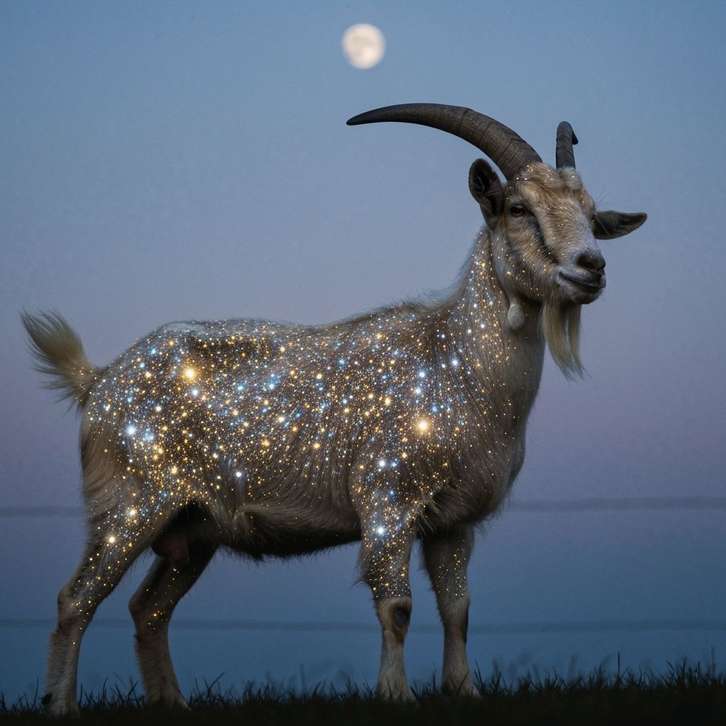 Glittering Golden Goat in Moonlight