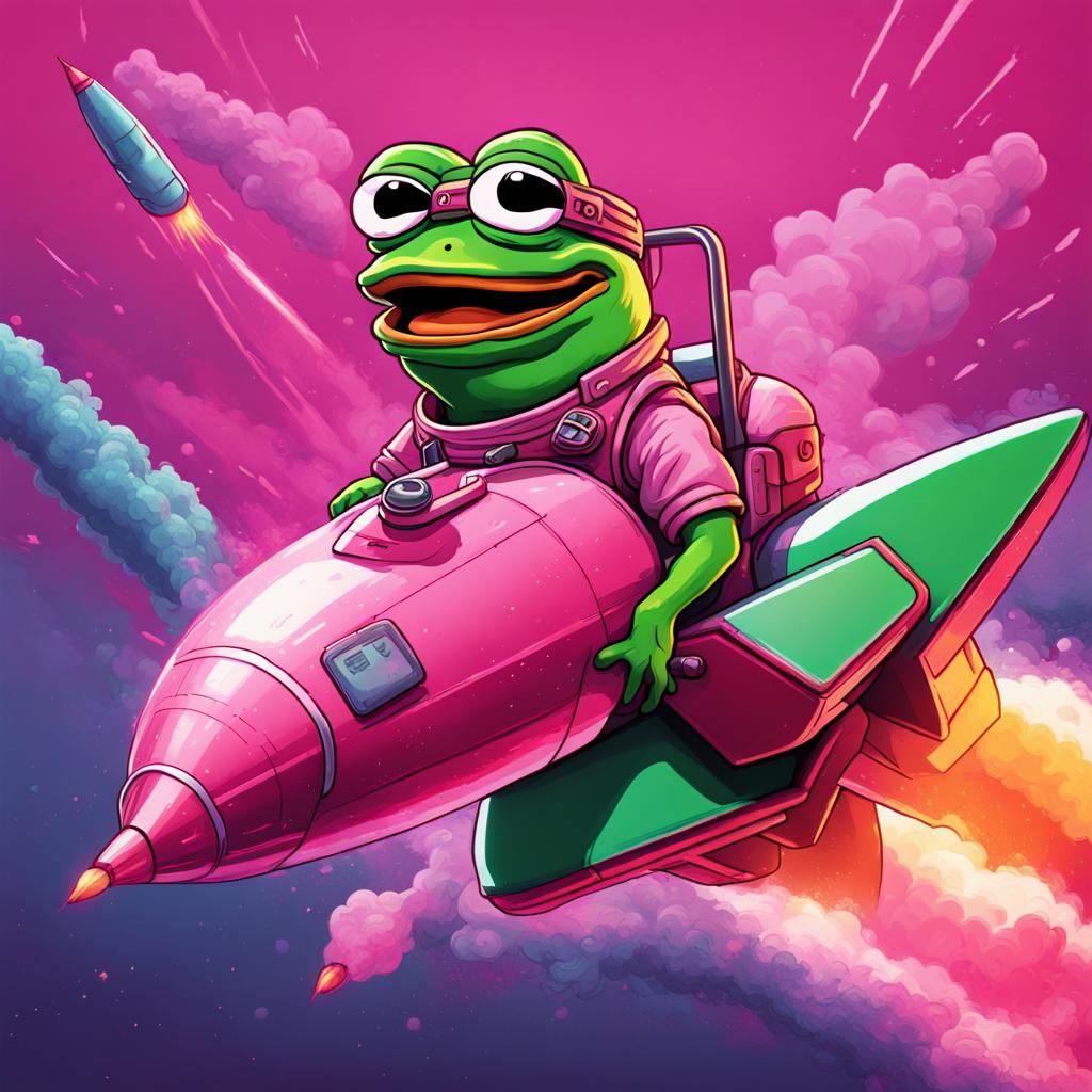Pepe the Frog Rides $PORK Rocket