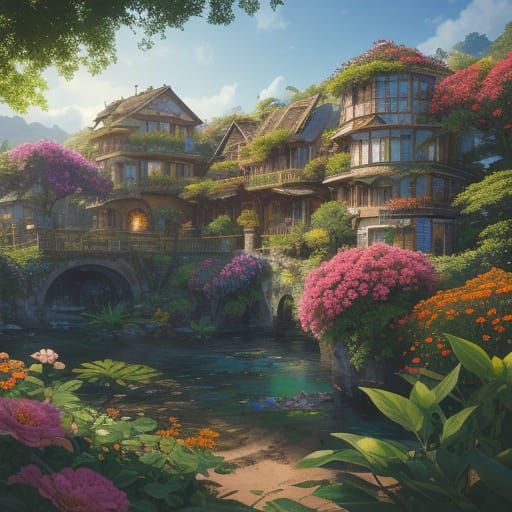 Solarpunk Utopia in Vibrant Bloom