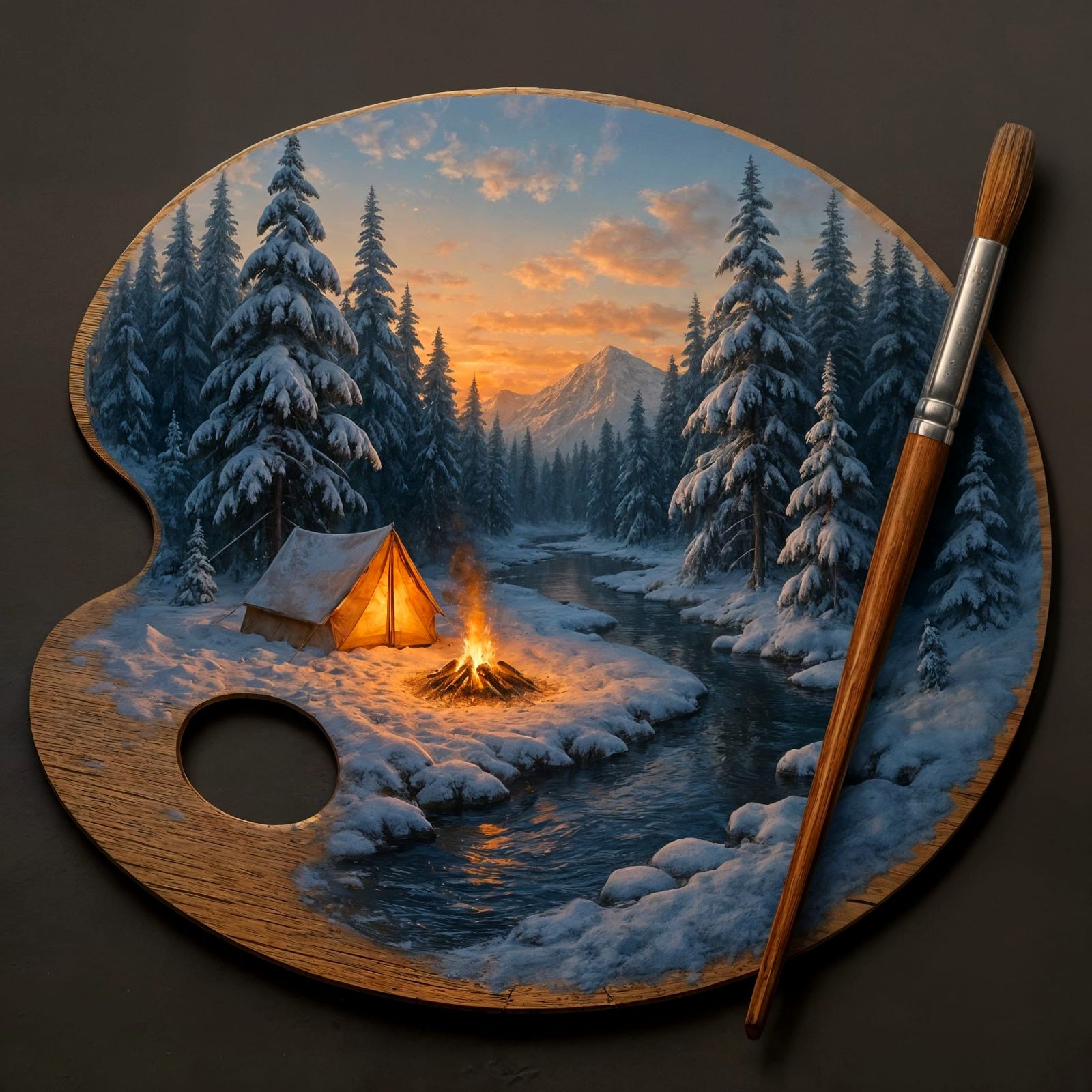 Winter Landscape as Painter's Palette Digital Painting