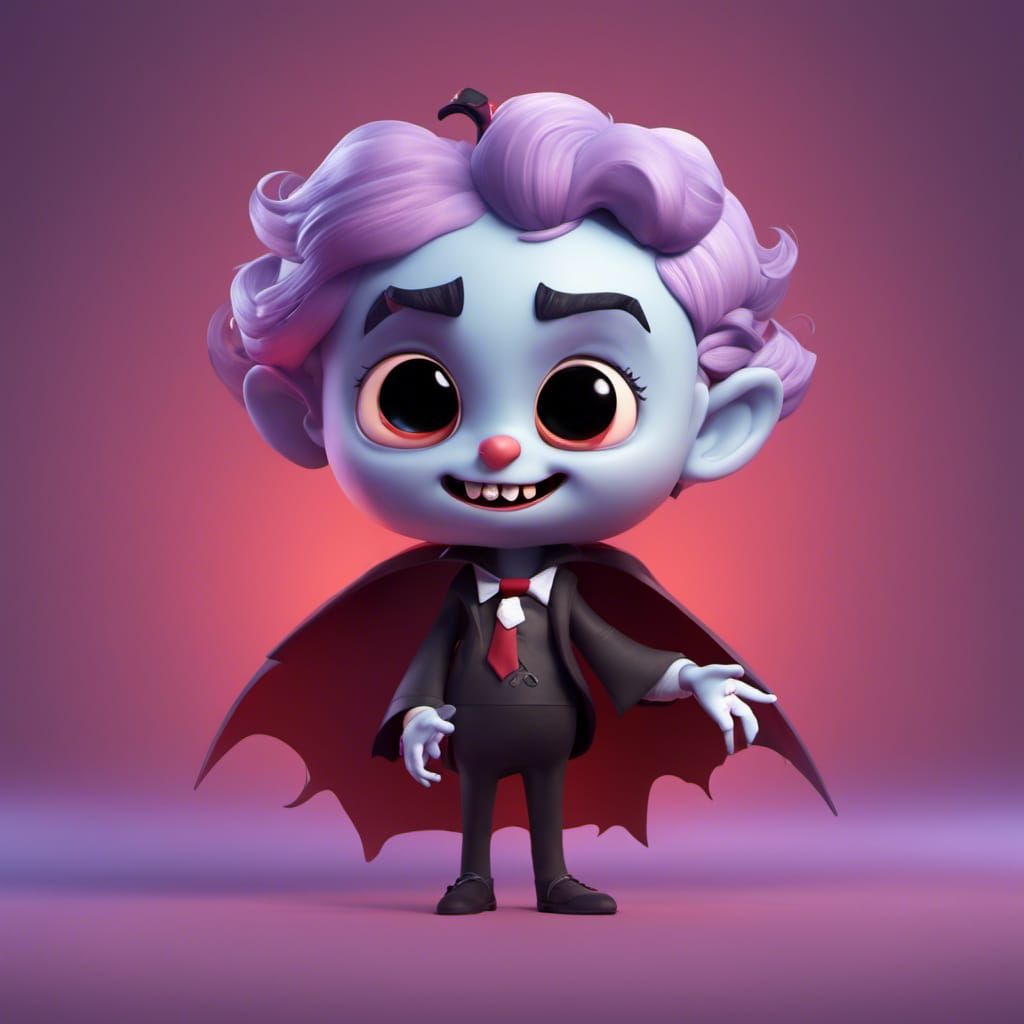 Cute Halloween Vampire in 3D Digital Art