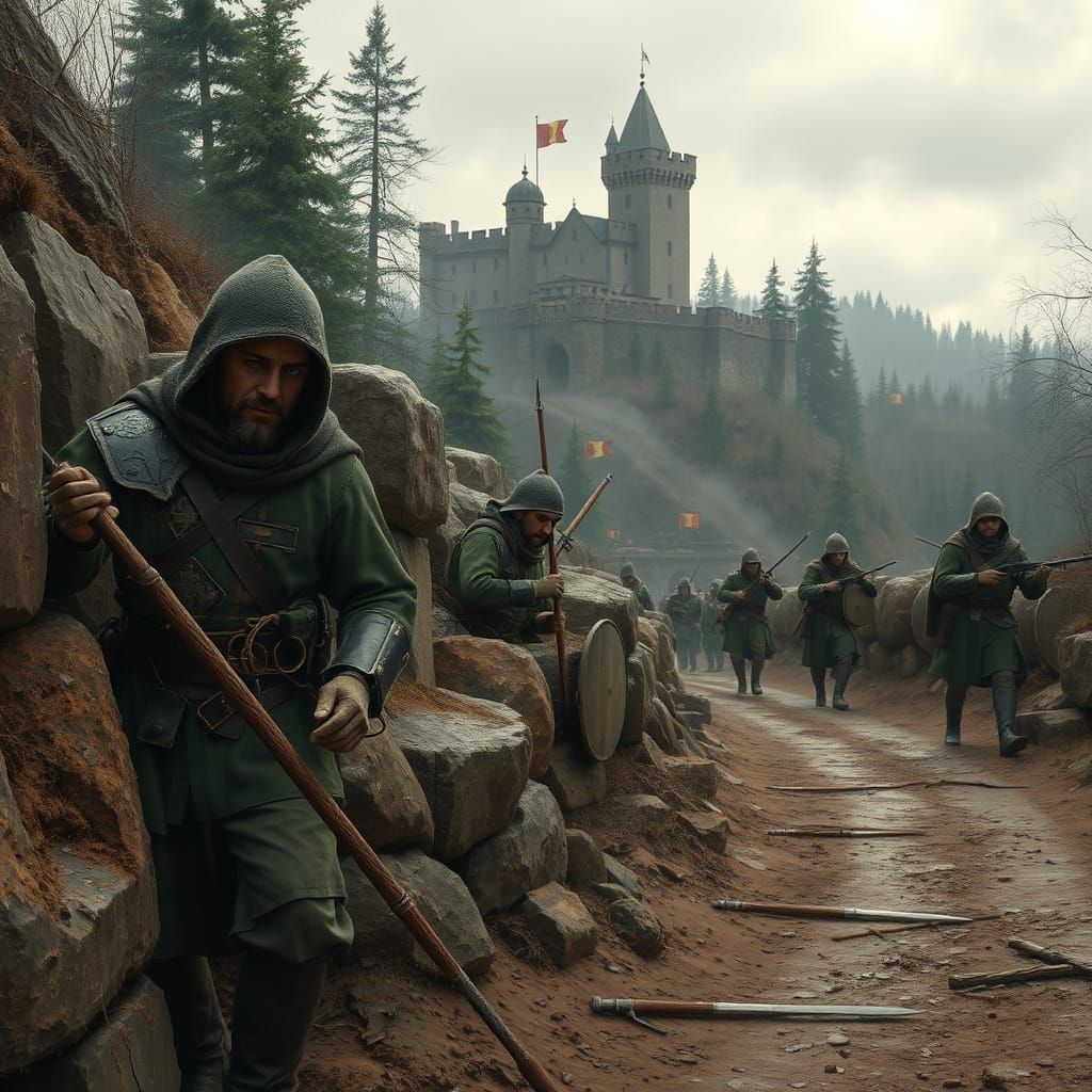 Medieval Warriors Prepare for Siege in a Frosty Fortress