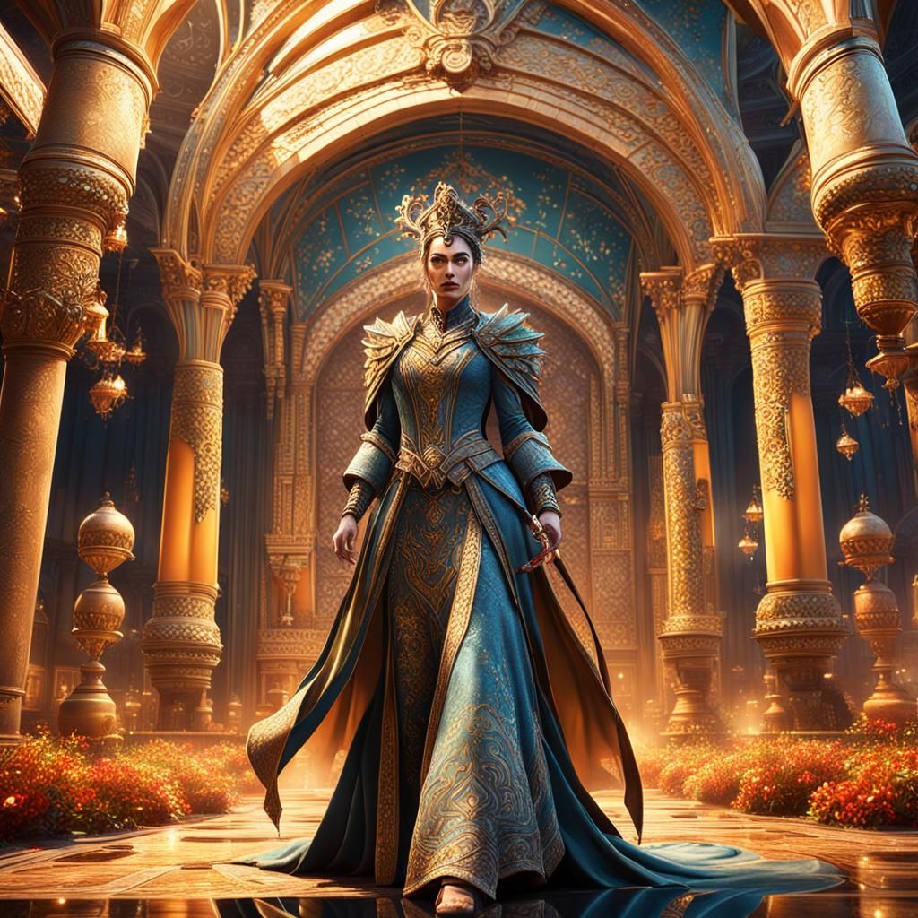 Fantastical Woman in Detailed Matte Painting
