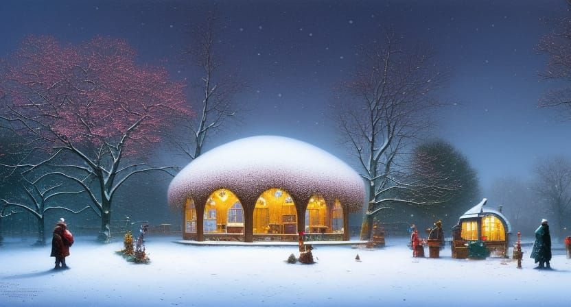 Delicious Donut in Snowy English Garden