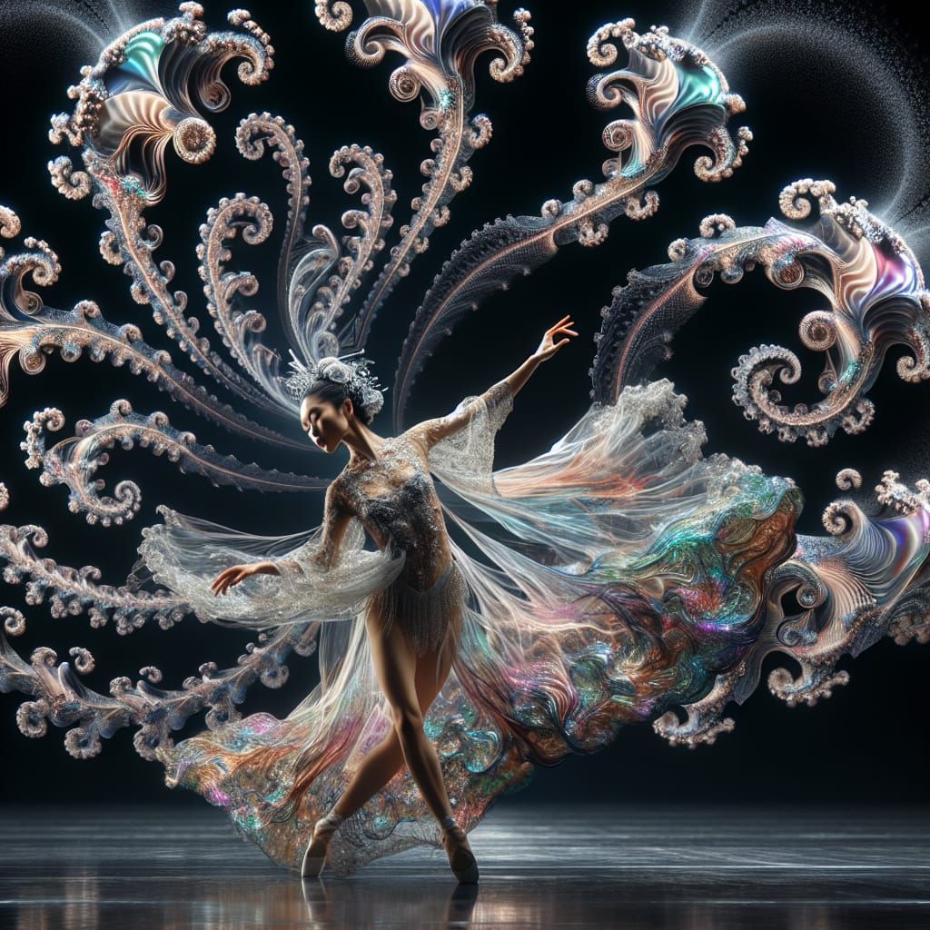 Iridescent Asian Dancer in Stroboscopic Double Exposure